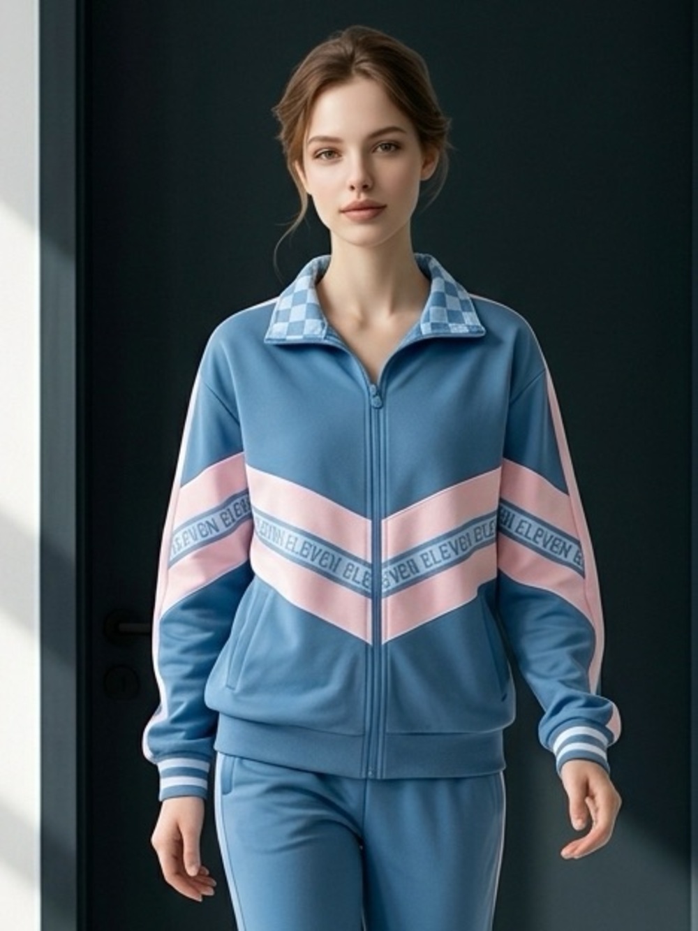 NWT EleVen Venus Williams Blue Pink Courtside Full Zip Jacket Tennis - Medium